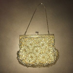 Vintage Gold Beaded Clutch Purse